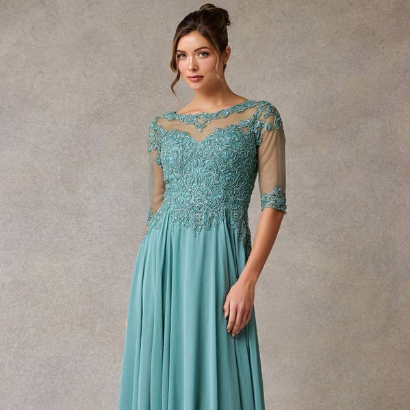 Robe Maman en Chiffon Bateau à Manches 3/4 Transparente pour la vente par Babyfox Apparel