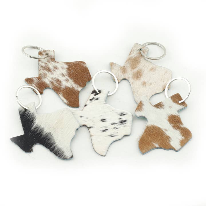 Western Linens - Wholesale Keychain - Unisex - Texas Cowhide Keychain