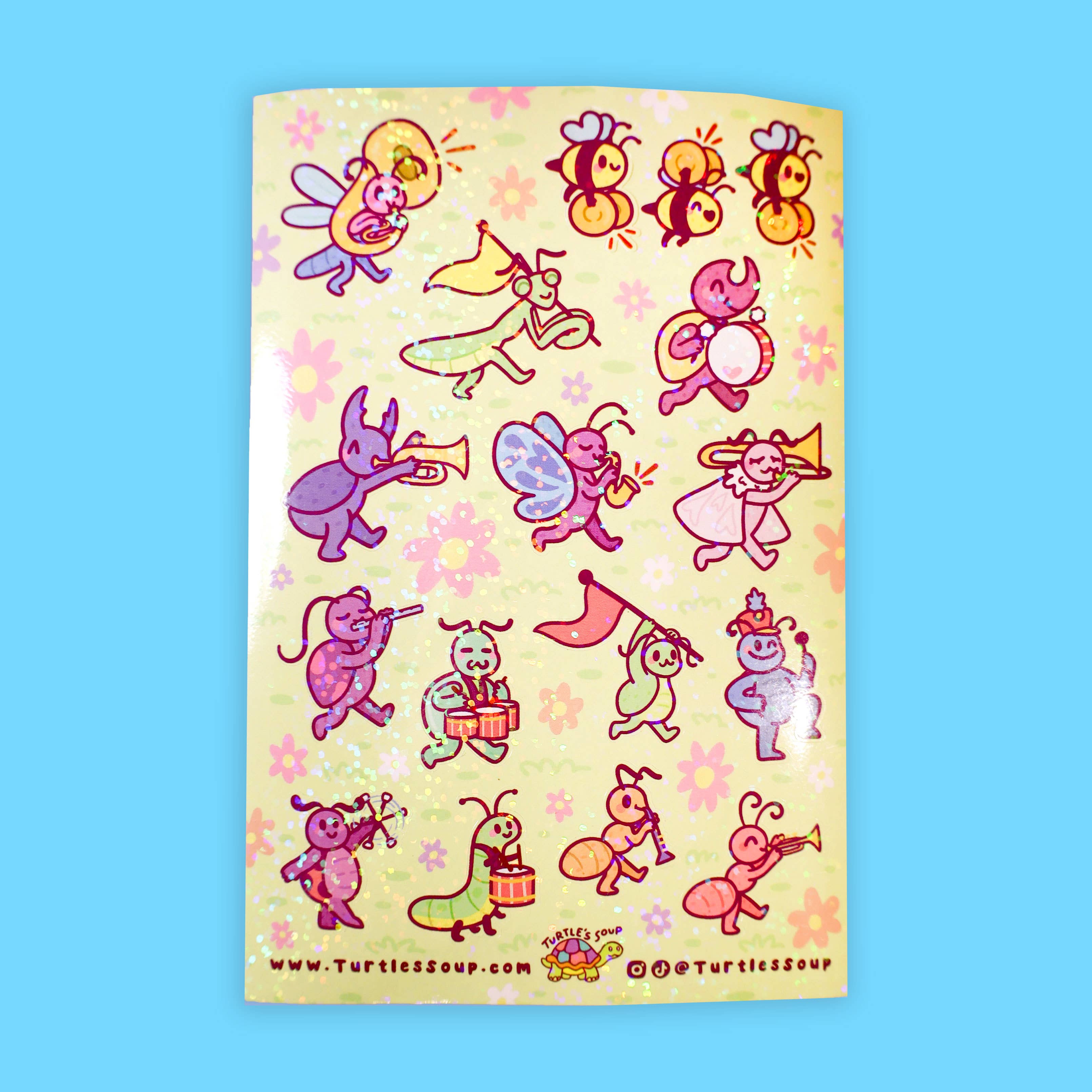 Turtle's Soup - Wholesale Sticker - Bug Band Glitter Vinyl Sticker Sheet2