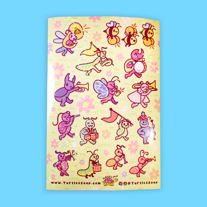 Turtle's Soup - Wholesale Sticker - Bug Band Glitter Vinyl Sticker Sheet2