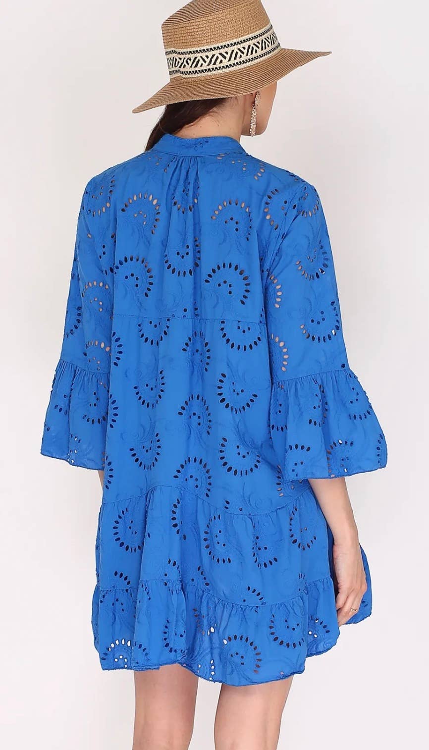 LOOWIE - Wholesale Dress - Women's - 980 One Size English Embroidered Short Dress Billowy Sleeves4