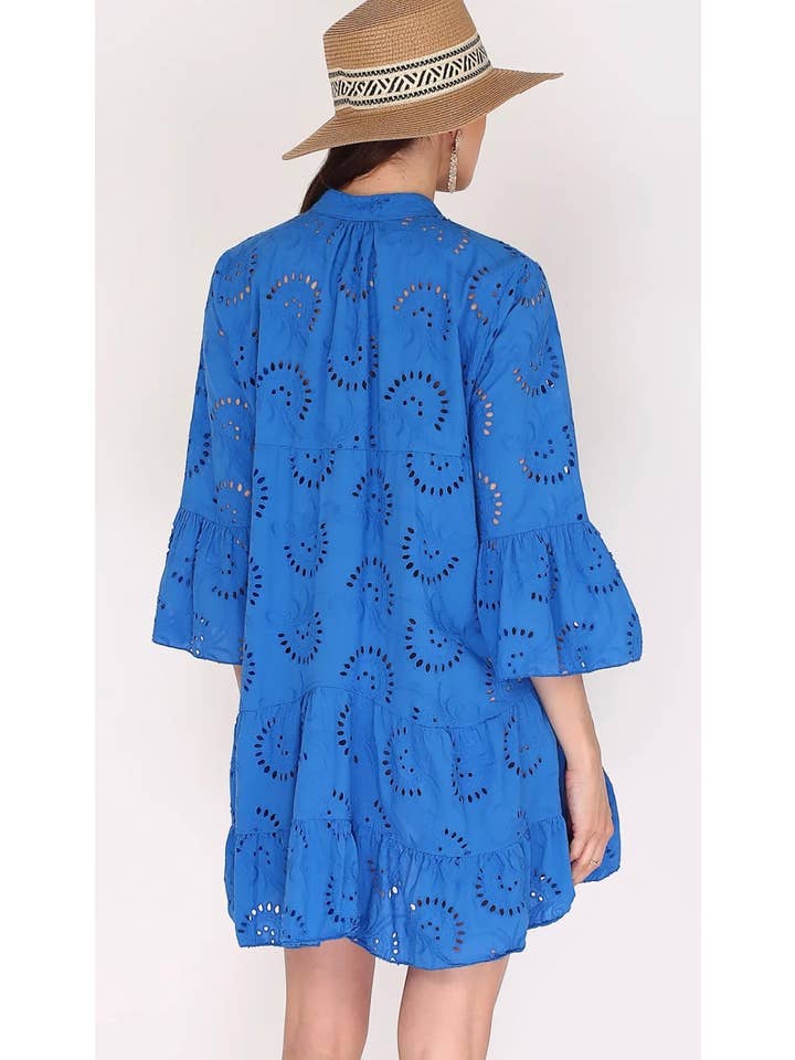 LOOWIE - Wholesale Dress - Women's - 980 One Size English Embroidered Short Dress Billowy Sleeves4