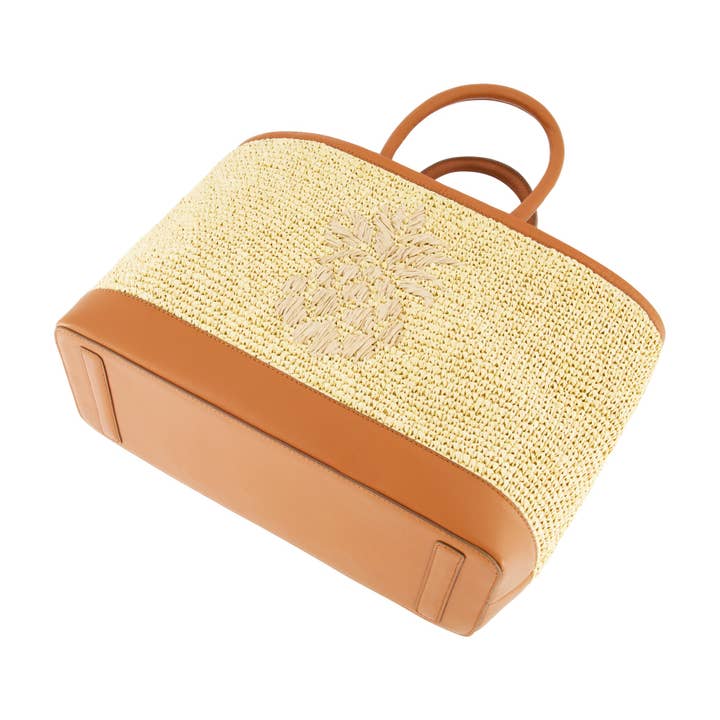 Concept One - Wholesale Tote Bag - Women's - Tommy Bahama Leather Trim Raffia Tote With Pouch, Tan/Brown4