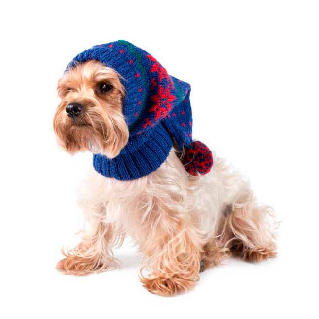 Christmas Snowflakes Blue Alpaca Dog Hat for wholesale by Alqo Wasi