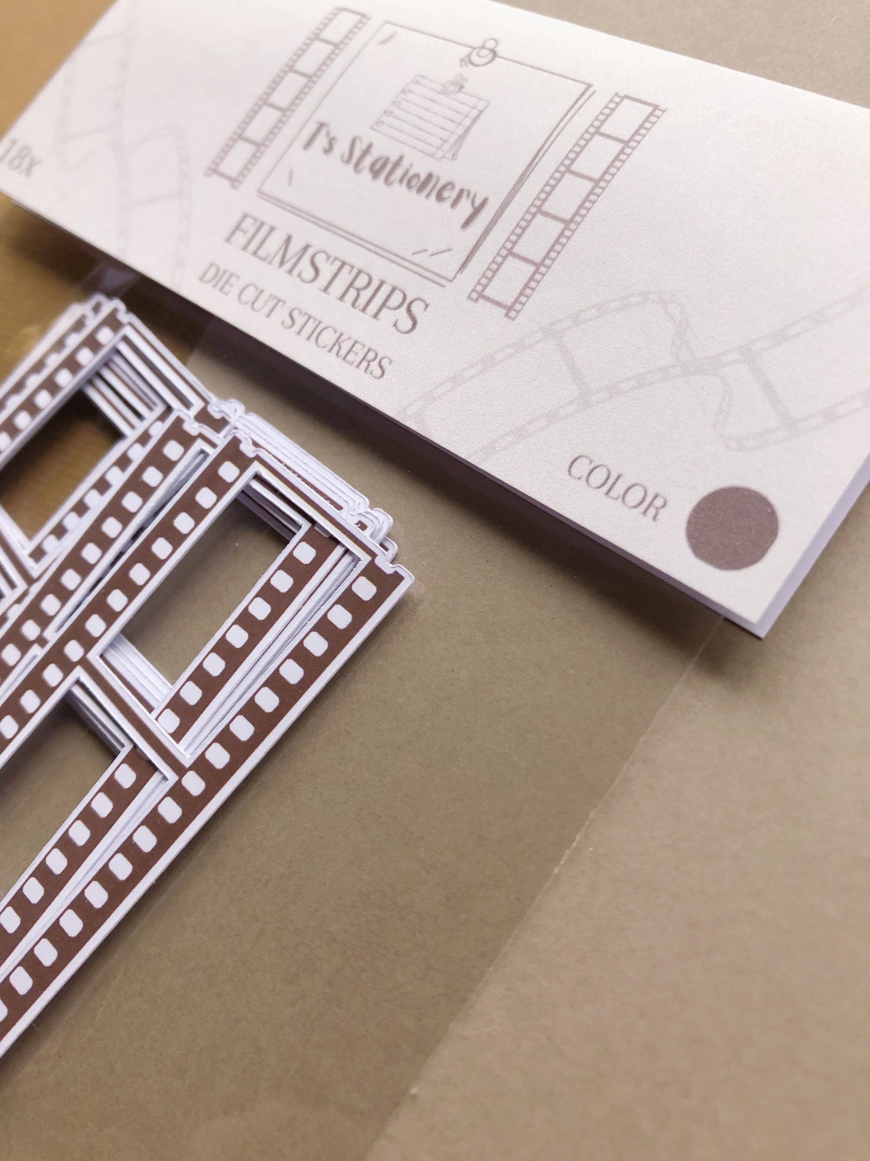 T's Stationery – wholesale Sticker – "18Pcs Chocolate Brown Film Strip Die Cut Stickers"1