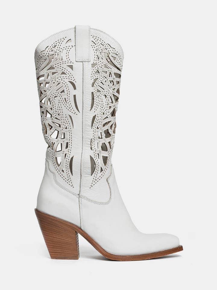 Stivale vitello bianco laserato XD566 per la vendita all'ingrosso da parte di METISSE