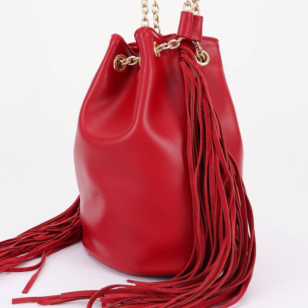 3AM BY H&D ACCESSORIES – bolsa tiracolo - Mulher por atacado – Mala de Balde com Franjas e Corrente Elegante3