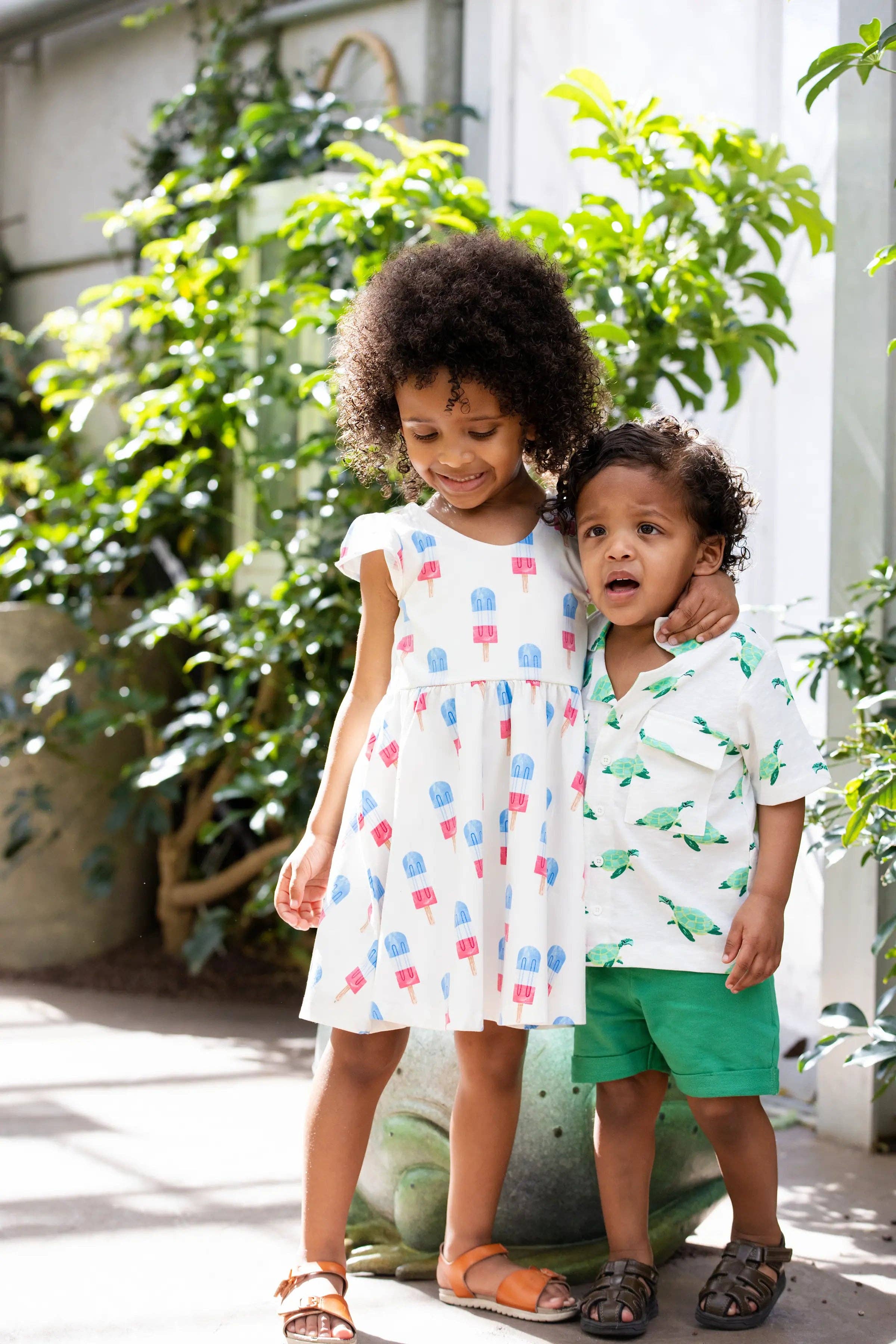 Monica + Andy - Wholesale Dress - Kids - 4th of July Short Sleeve Let's Dance Dress_Americana Ice Pops2
