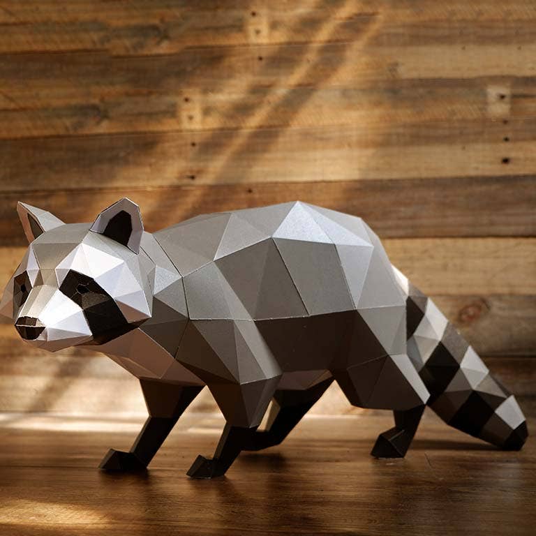 PAPERCRAFT WORLD – Kit de artesanato DIY por atacado – Raccoon Modelo 3D PaperCraft Origami1