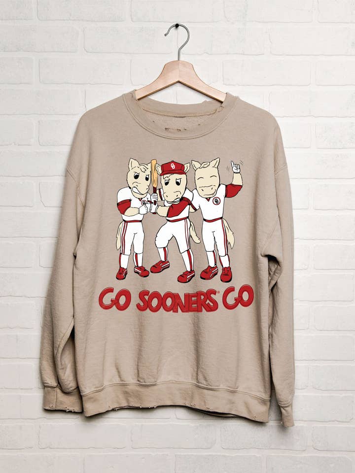 OU Sooners Baseball Fighters Sand Thrifted Sweatshirt for wholesale by LivyLu