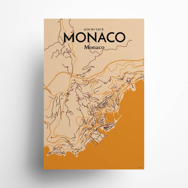 Monaco karta Affisch för wholesale av OurPoster.com