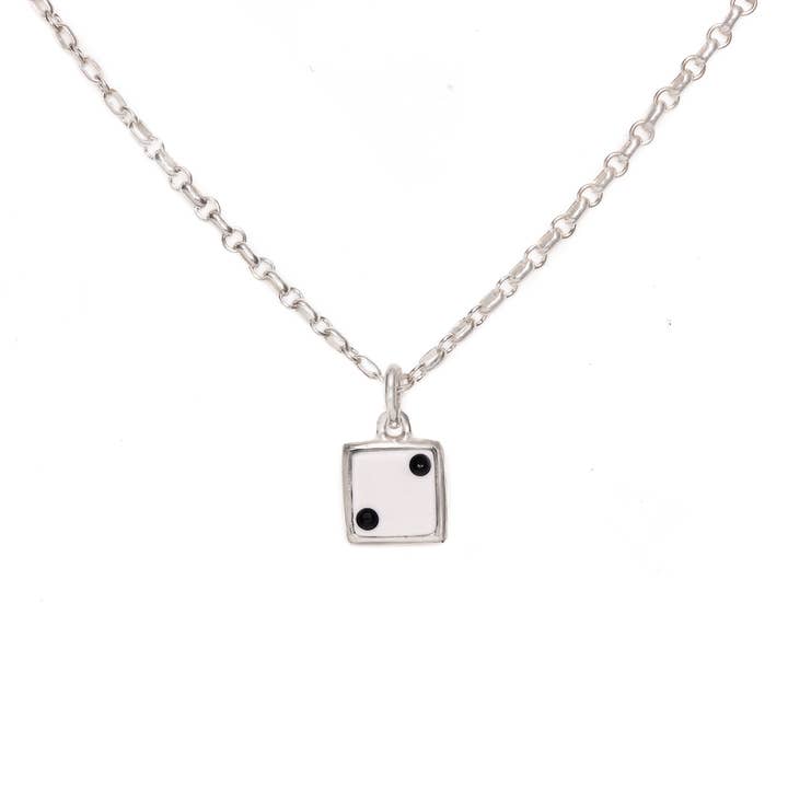 *RTS* Witte Geluksdobbelsteen Hanger 18" Ketting voor wholesale door Alex Streeter