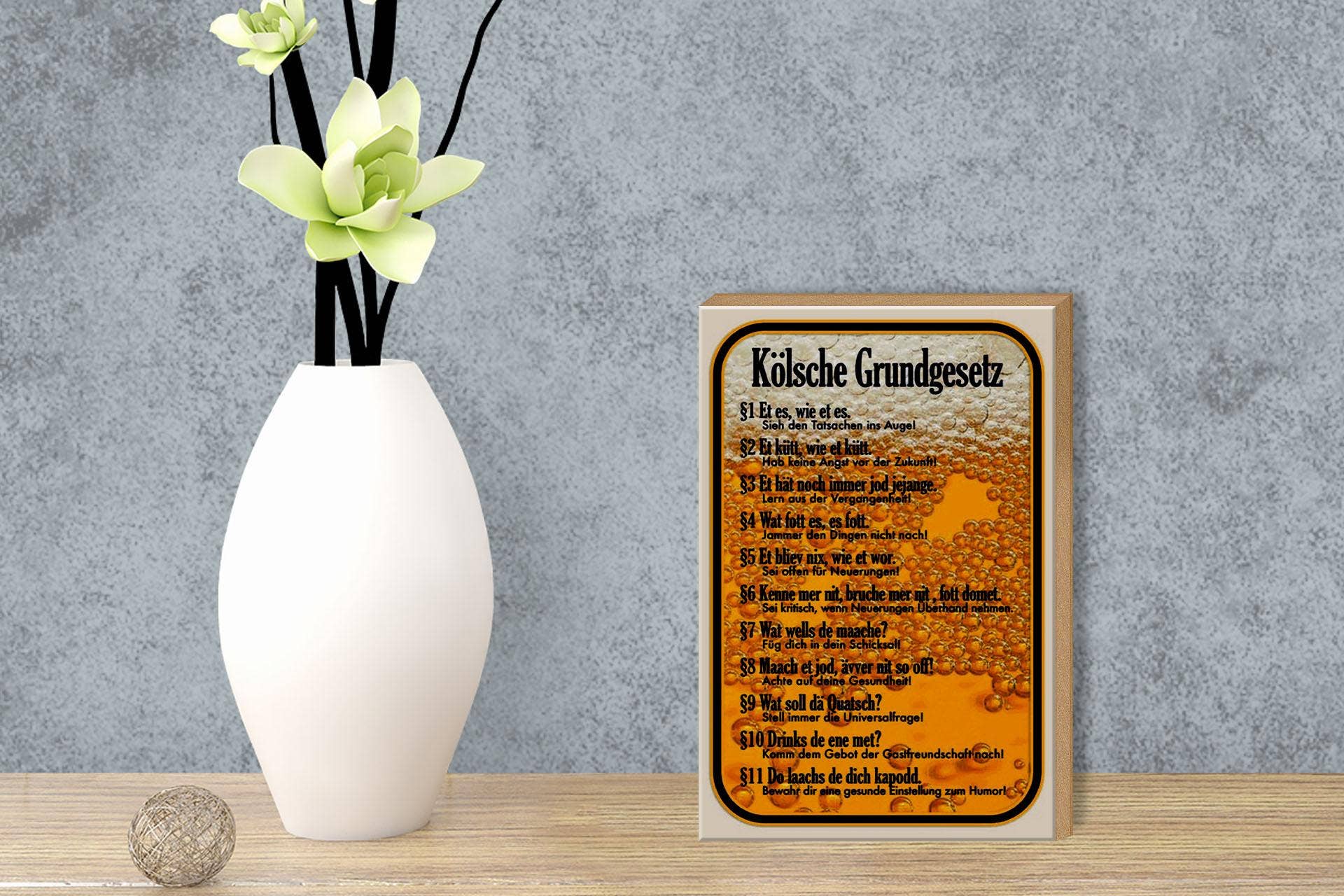 Femer - Wholesale Sign - Wooden sign saying 12x18cm Kölsche Grundgesetz Et es wie et deco sign3