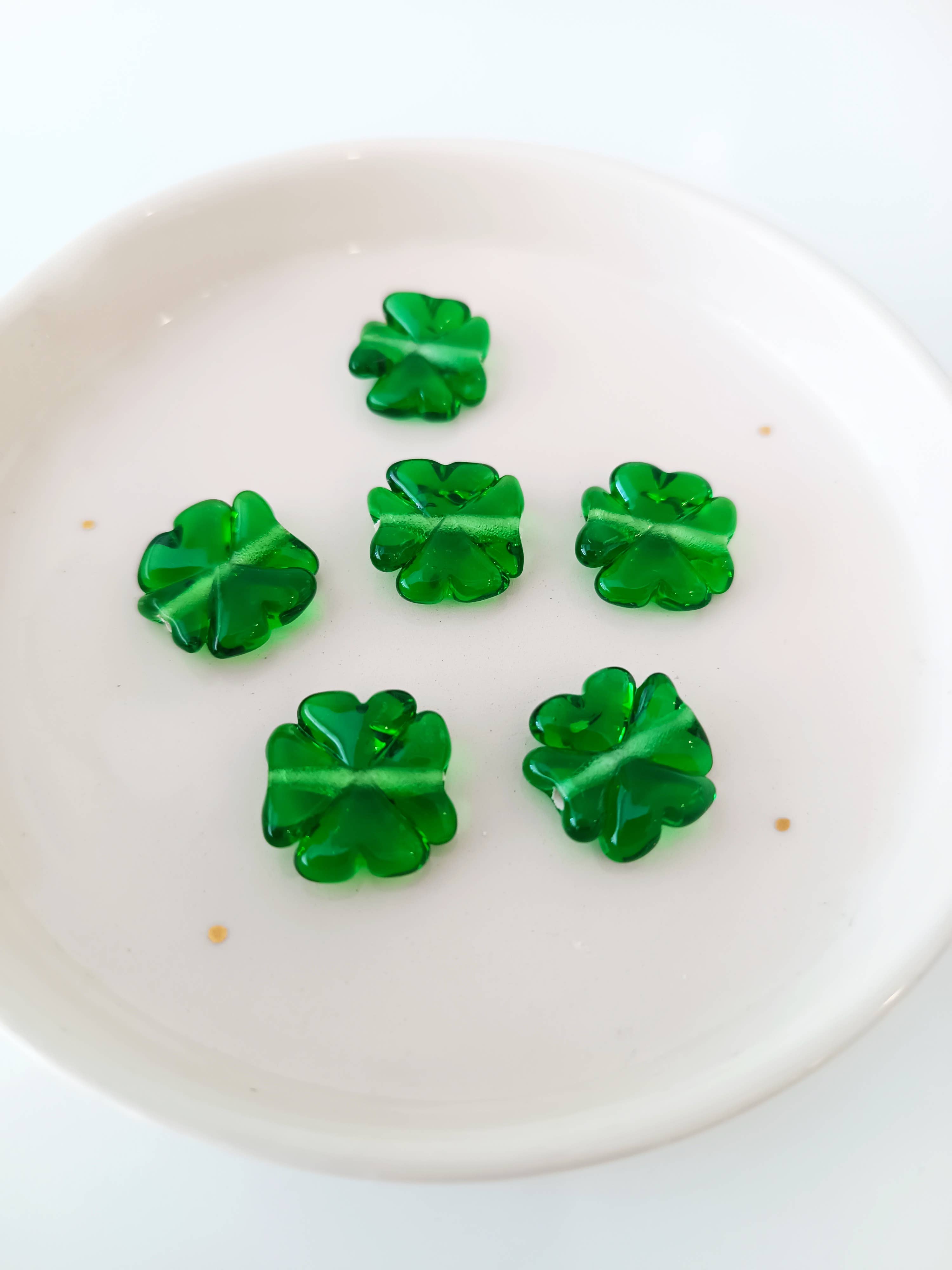 Adamodart – wholesale Beads – Murano Glass Clover Spacer Bead, Lampwork floral leaf charm0