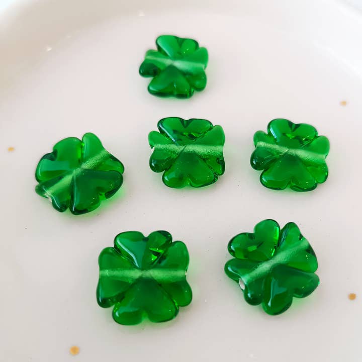 Adamodart – wholesale Beads – Murano Glass Clover Spacer Bead, Lampwork floral leaf charm0