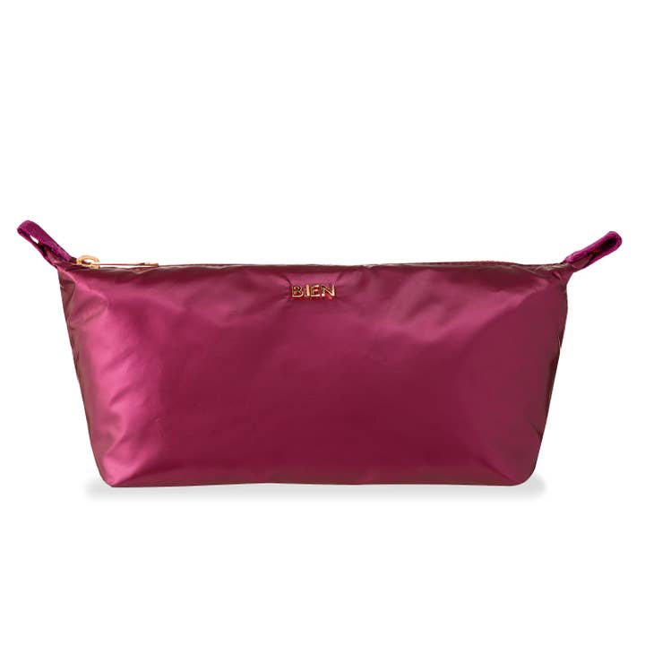 2402-18C - Soft-Touch Metallic Large Cosmetic Pouch in Burgundy for wholesale by BIEN moves