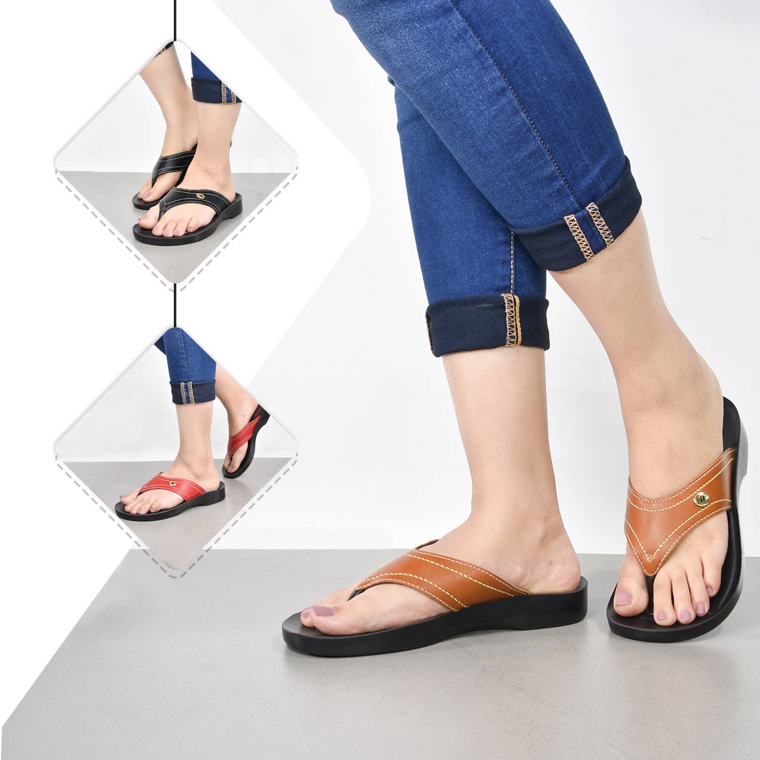 AEROSOFTFOOTWEAR - Wholesale Flip Flops - Women's - Aerosoft - Tendril Thong Flip Flops For Women3