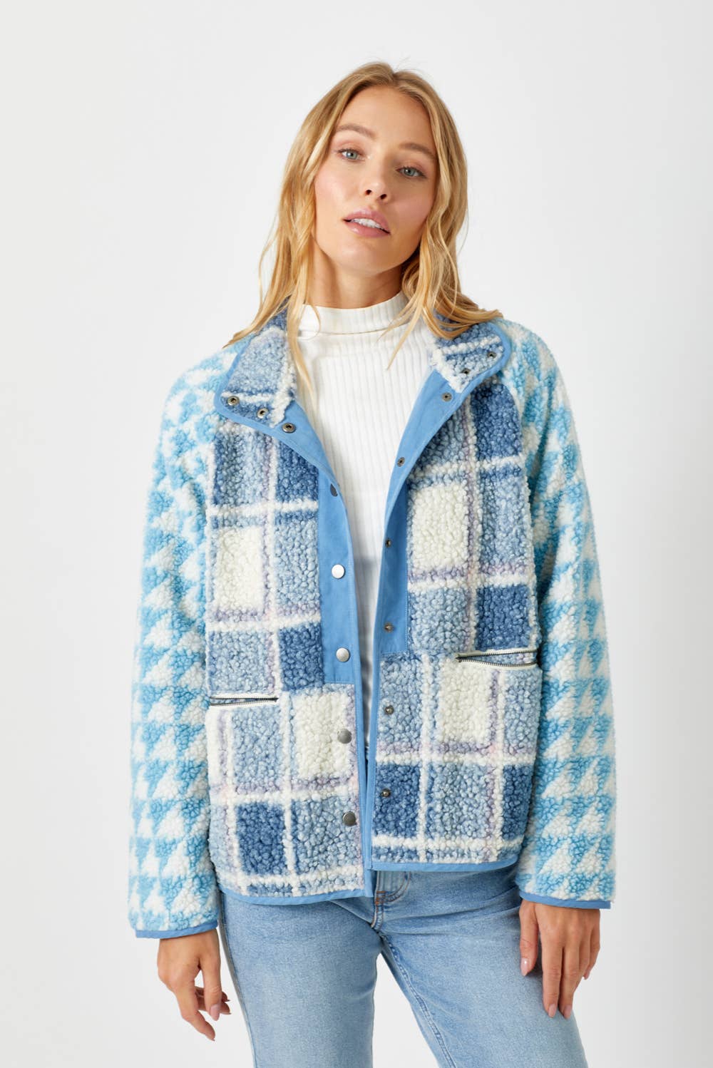 Mystree - Vendita all'ingrosso Felpa in pile - Donna - 60305 Giacca in pile con stampa mista7