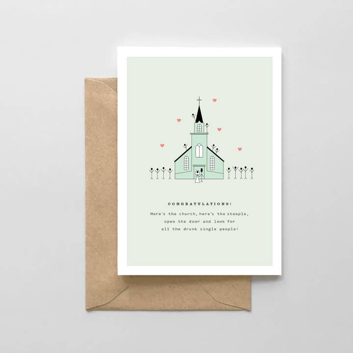 Spaghetti & Meatballs - Wholesale Congratulations Card - Here’s the Church, Here’s the Steeple, Open the Door Card