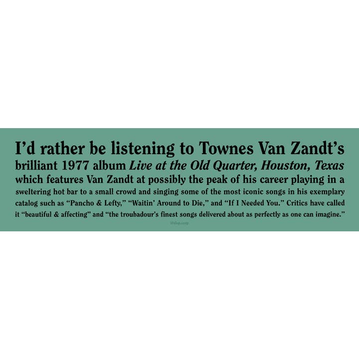 Autocolante de para-choques de Townes Van Zandt por atacado de slop corp