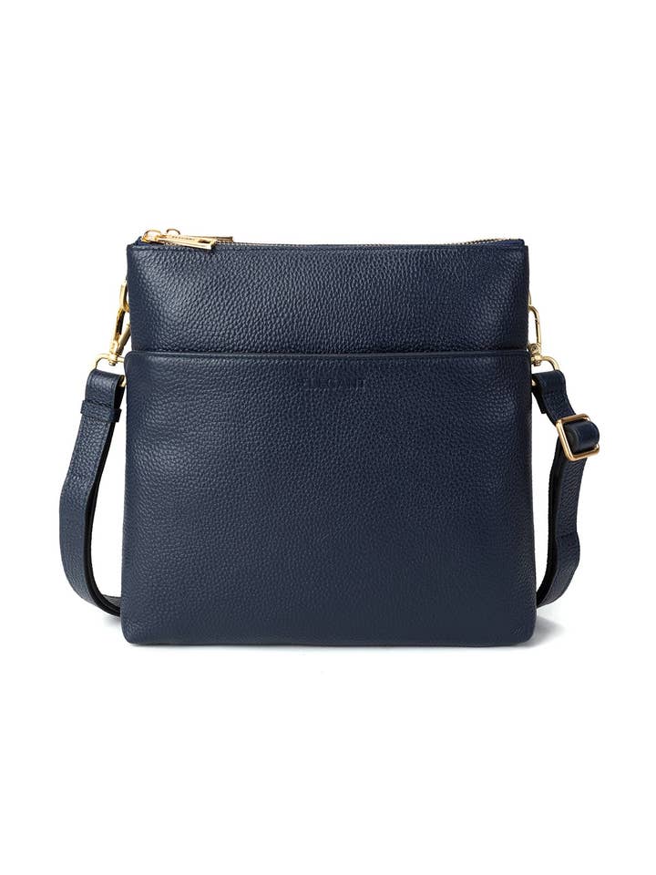 SAC BANDOULIÈRE EN CUIR MULTICOMPARTIMENTS FREYA - E1-0844-NVY-NOUVEAUTÉ pour la vente par Serenade Beverly Hills Collection