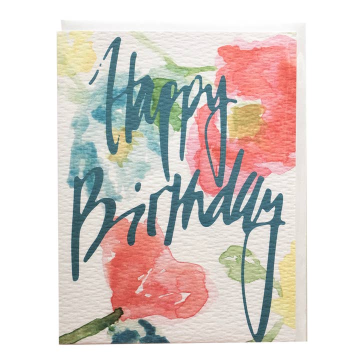 Happy Birthday Card with Flowers for wholesale by Allie & Elle