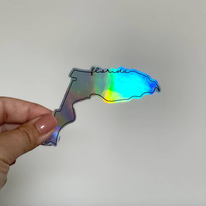 Autocollant holographique de Floride pour la vente par Megan Hall Creative