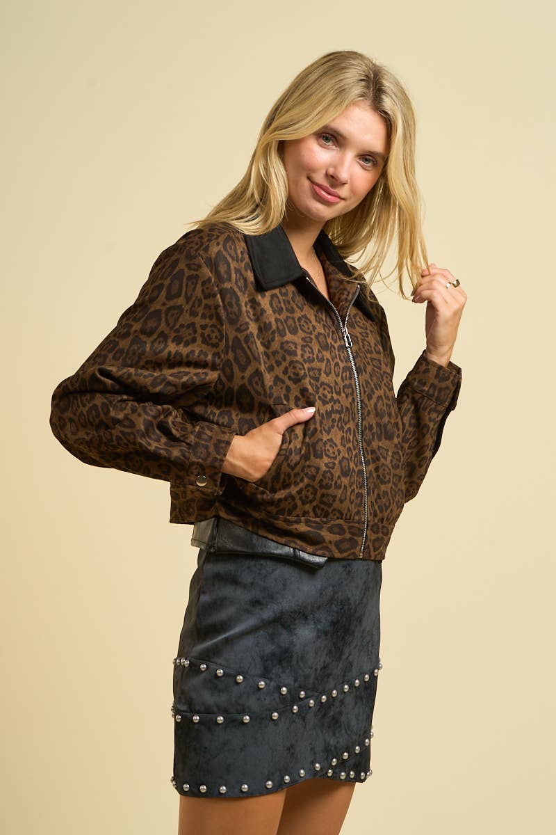 Léopard 2803 - Veste à fermeture éclair imprimé léopard en vente sur Faire2