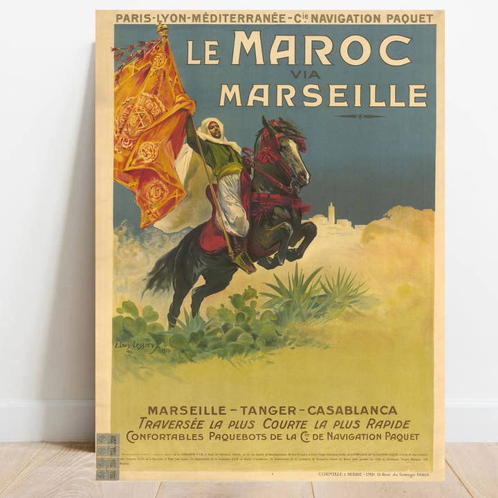 Cartaz vintage Marrocos via Marselha — 1913 por atacado de wallartgallery