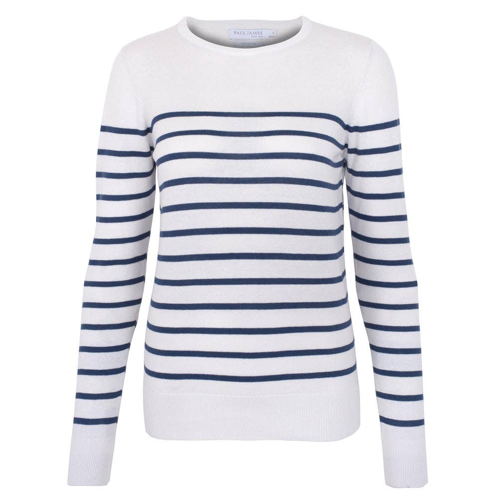 Paul James Knitwear - Wholesale Knit Sweater - Women's - Womens Ultra Fine Cotton Breton Crew Neck Jumper3