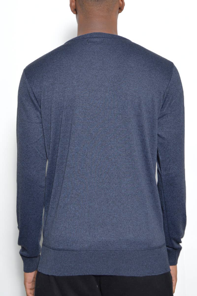 WEIV - Vente Pull en maille – homme - Pull col V uni pour homme - Bleu marine3