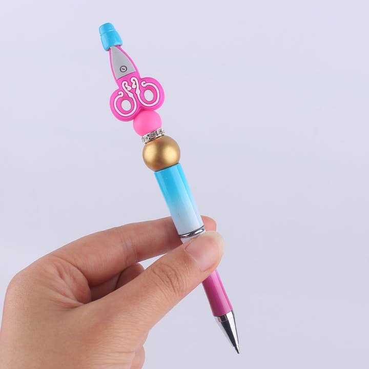 KiddieKickz - Wholesale Pen - Cartoon Silicone Scissors, Handmade Plastic Bead Pens3