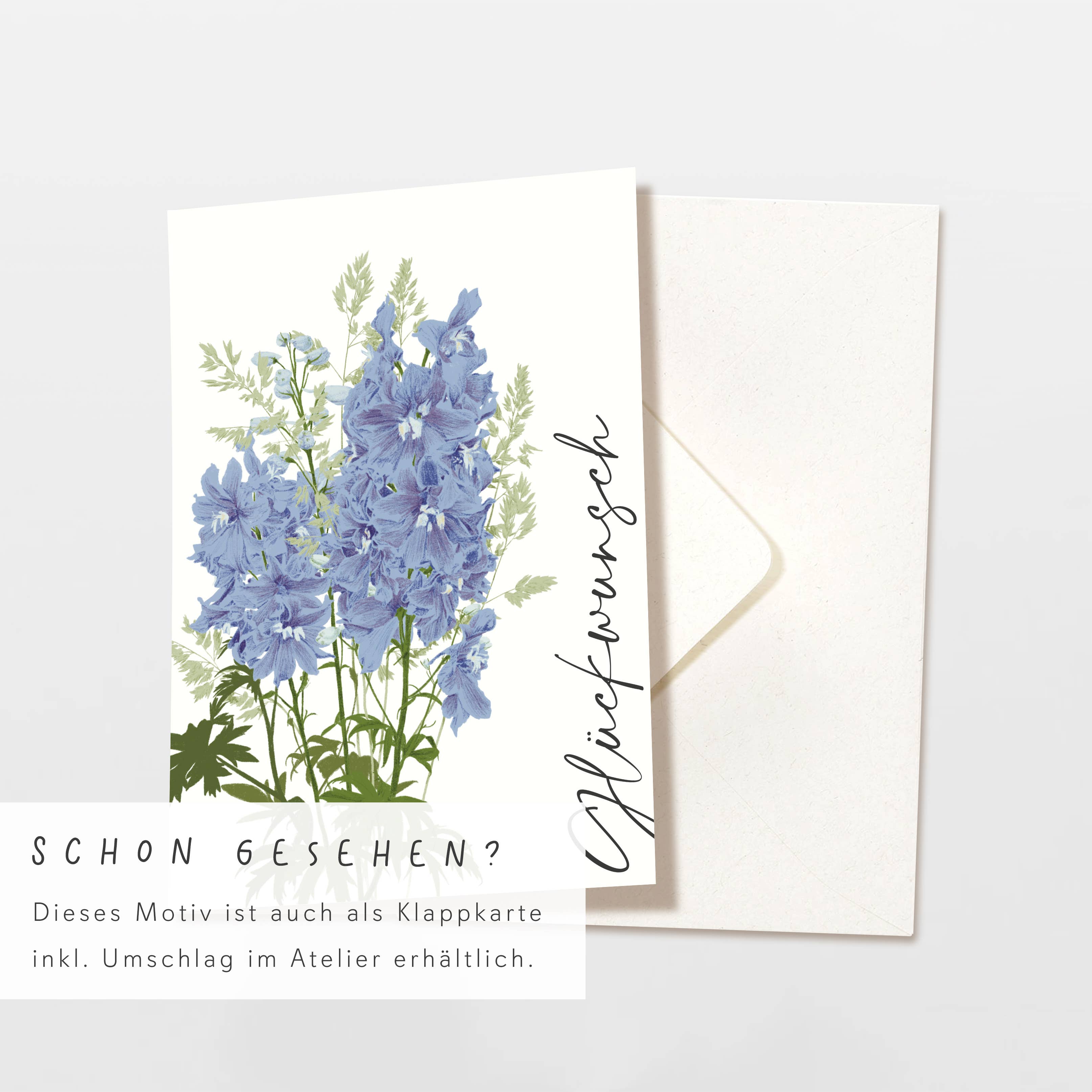 Wildblumen Atelier - Wholesale Congratulations Card - Postcard Congratulations Strauss blue, FSC certified4