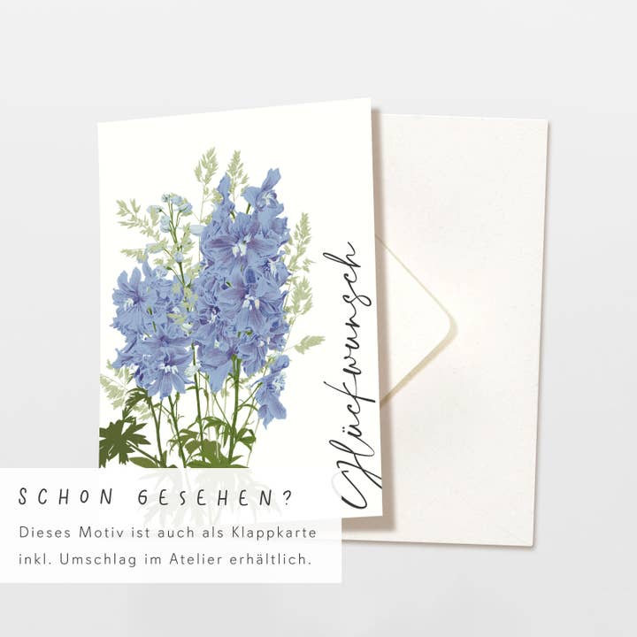 Wildblumen Atelier - Venta al por mayor Tarjetas de felicitación - Tarjeta postal Congratulations Strauss azul, certificada FSC4