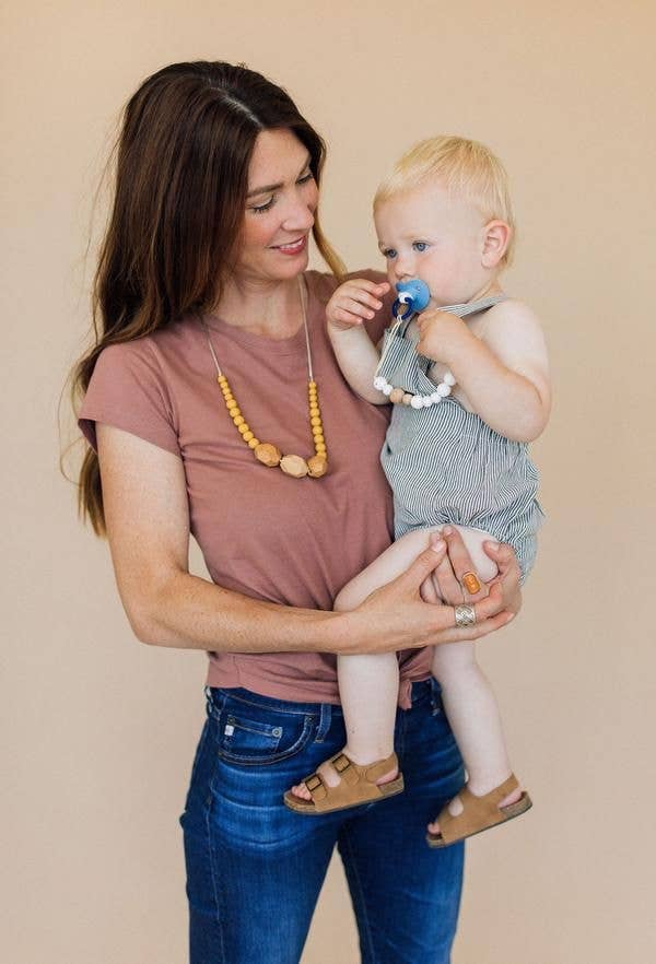 Chewable Charm - Wholesale Teething Necklace - Baby - The Austin - Mustard Yellow Teething Necklace3