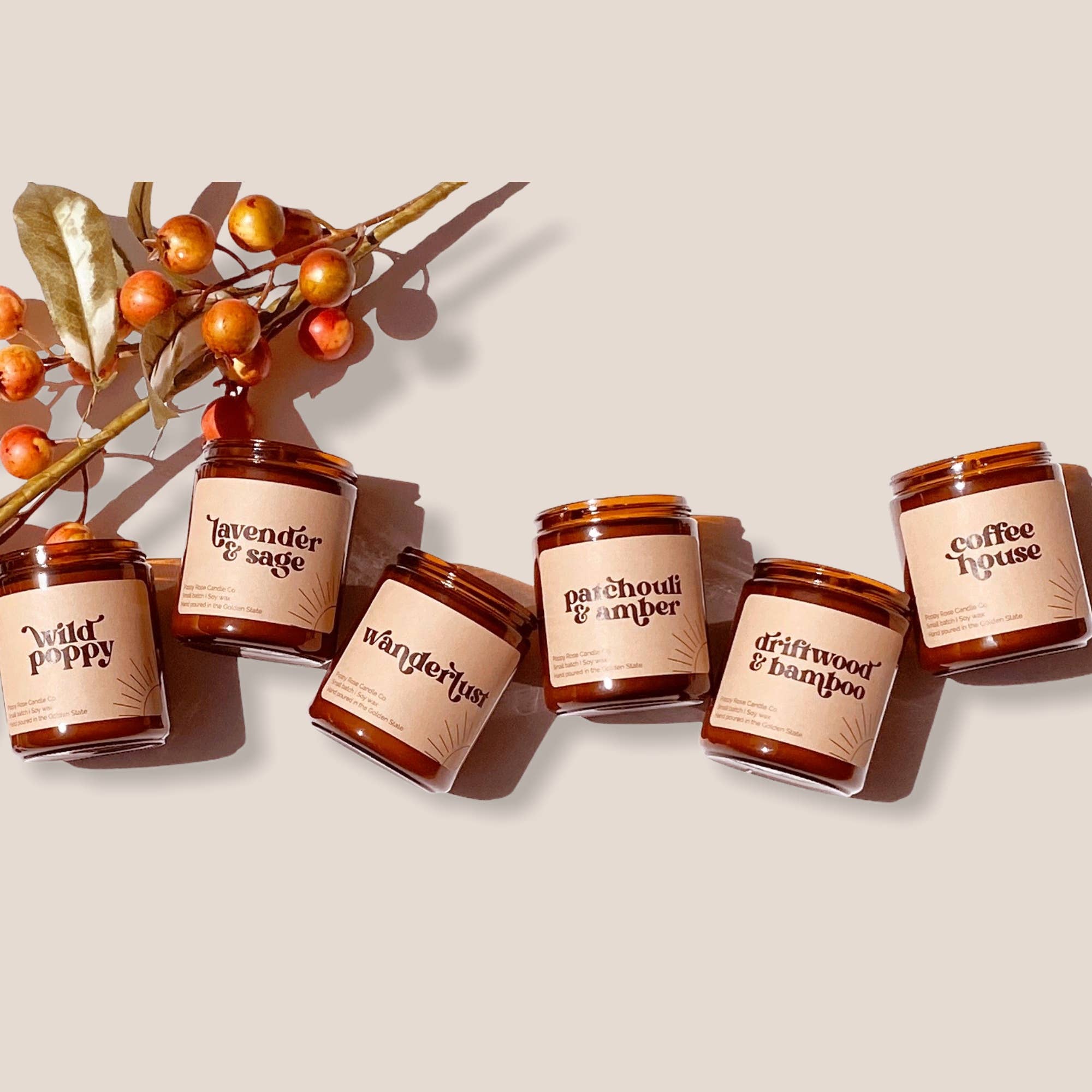 Poppy Rose Candle Co. - Venta al por mayor Velas en tarros - *MENSAJE ANTES DE REALIZAR EL PEDIDO* Velas personalizadas. Tarro ámbar de 8 oz9