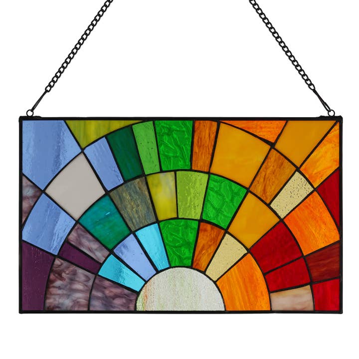 River of Goods - Wholesale Suncatcher - 12"H Tiffany-Style Rays of Sunshine Stained Glass Panel1