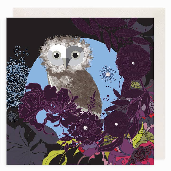 Owl open card for wholesale by Clear Creations