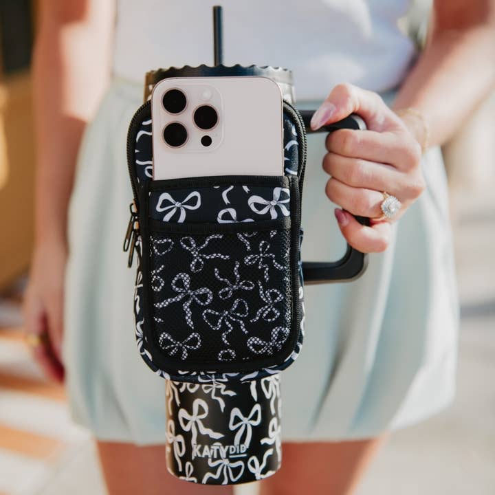 Black & White Bows Bag for Tumbler for wholesale by Katydid