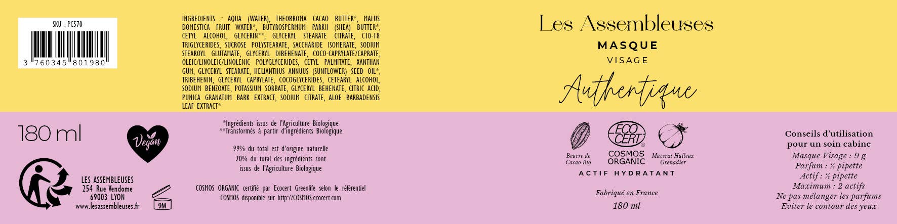 Les Assembleuses - Wholesale Skincare Face Mask - Authentic Mask - Cabin Size - 180ml - Organic2