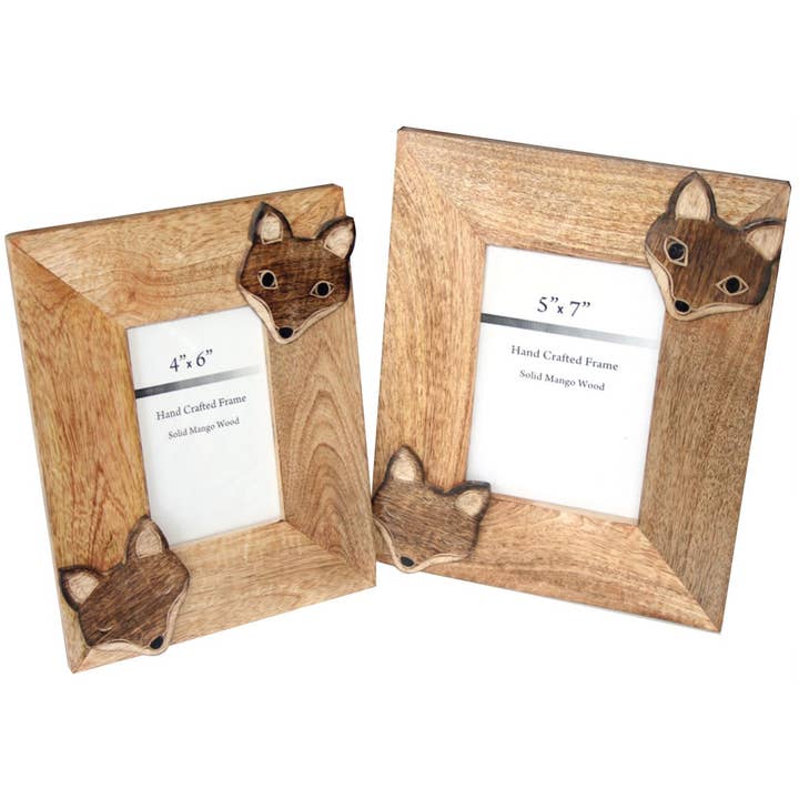 Cadre photo en bois de manguier 4x6 The Fox pour la vente par Jafsons International