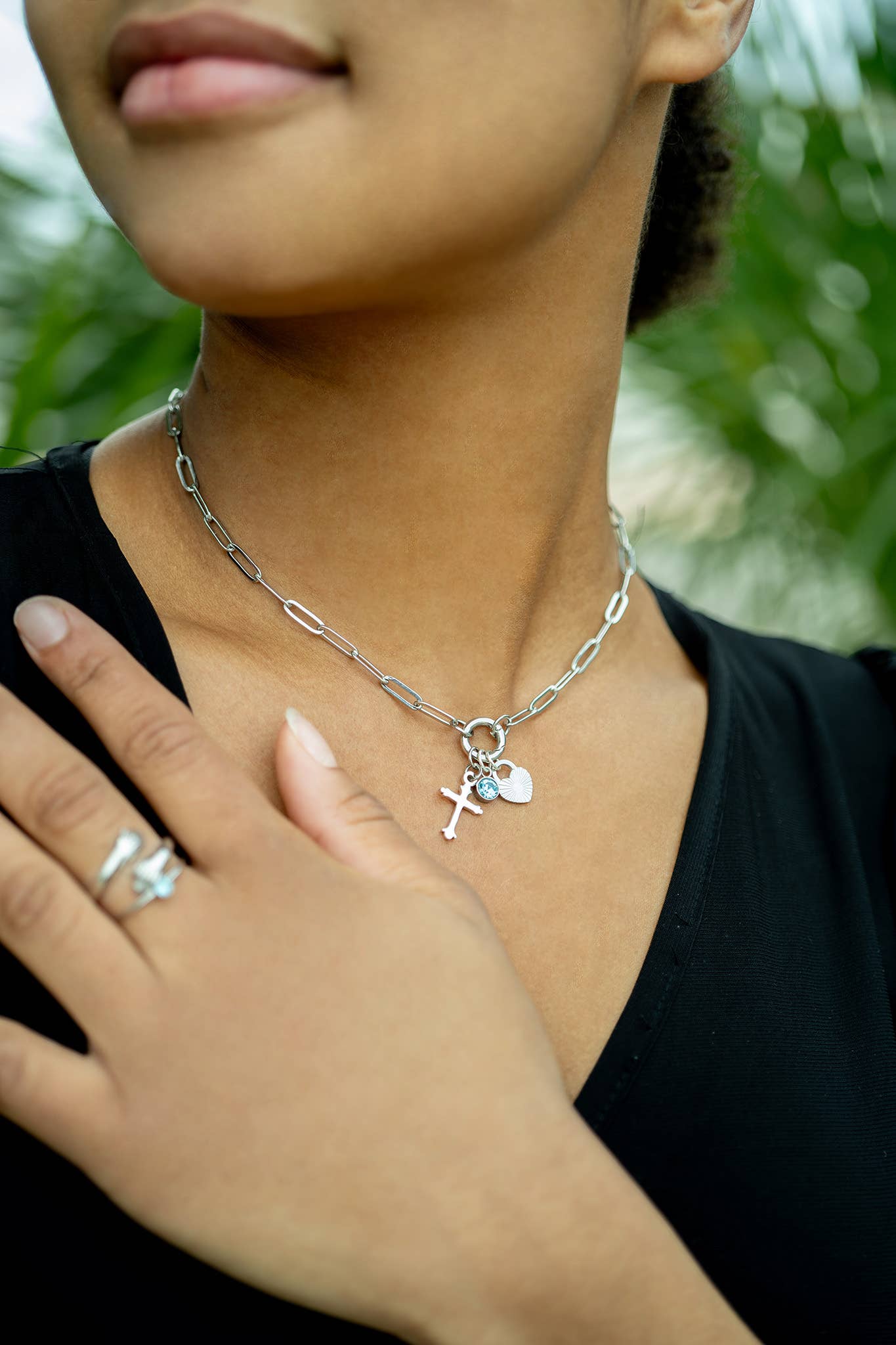 WJW - Wholesale Pendant/Charm Necklace - Stainless Steel Paperclip Carabiner Charm Holder Necklace23