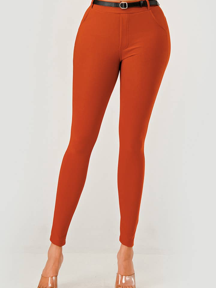 Sculpting Tregging voor dames met riem van imitatieleer voor wholesale door REDFINCH APPAREL INC