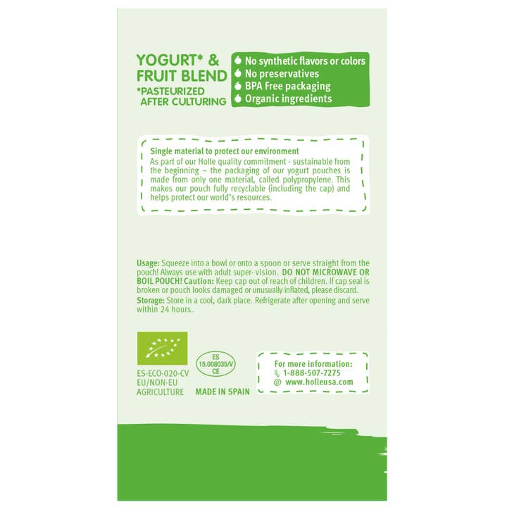 Holle USA - Wholesale Baby Food - Holle Organic Yogurt Pouches: Apple & Pear (10 pack)4