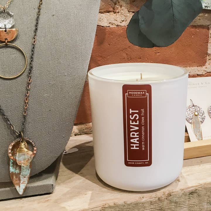 HARVEST - Matte White Glass Vessel for wholesale by Moodwax Candle