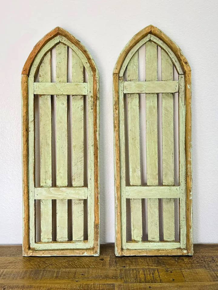 Arco in legno Sassari, set da 2 pezzi, verde chiaro, fatto a mano (DISC) - 5.7 per la vendita all'ingrosso da parte di Rustic Farm