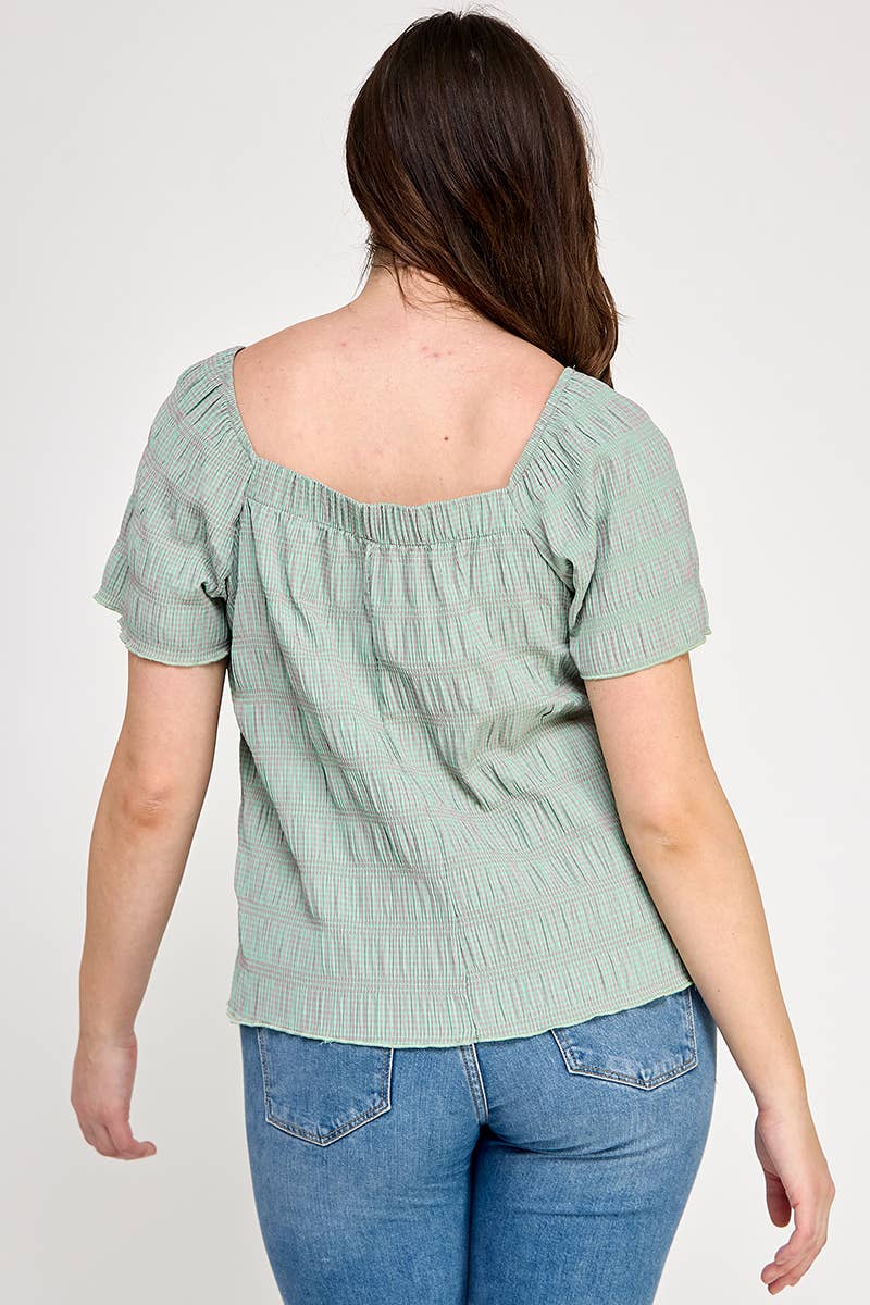 Haute Fox Plus Size & Contemporary - Vente Chemisier – femme - Haut à manches courtes grande taille avec petit nœud - JK18736-T8