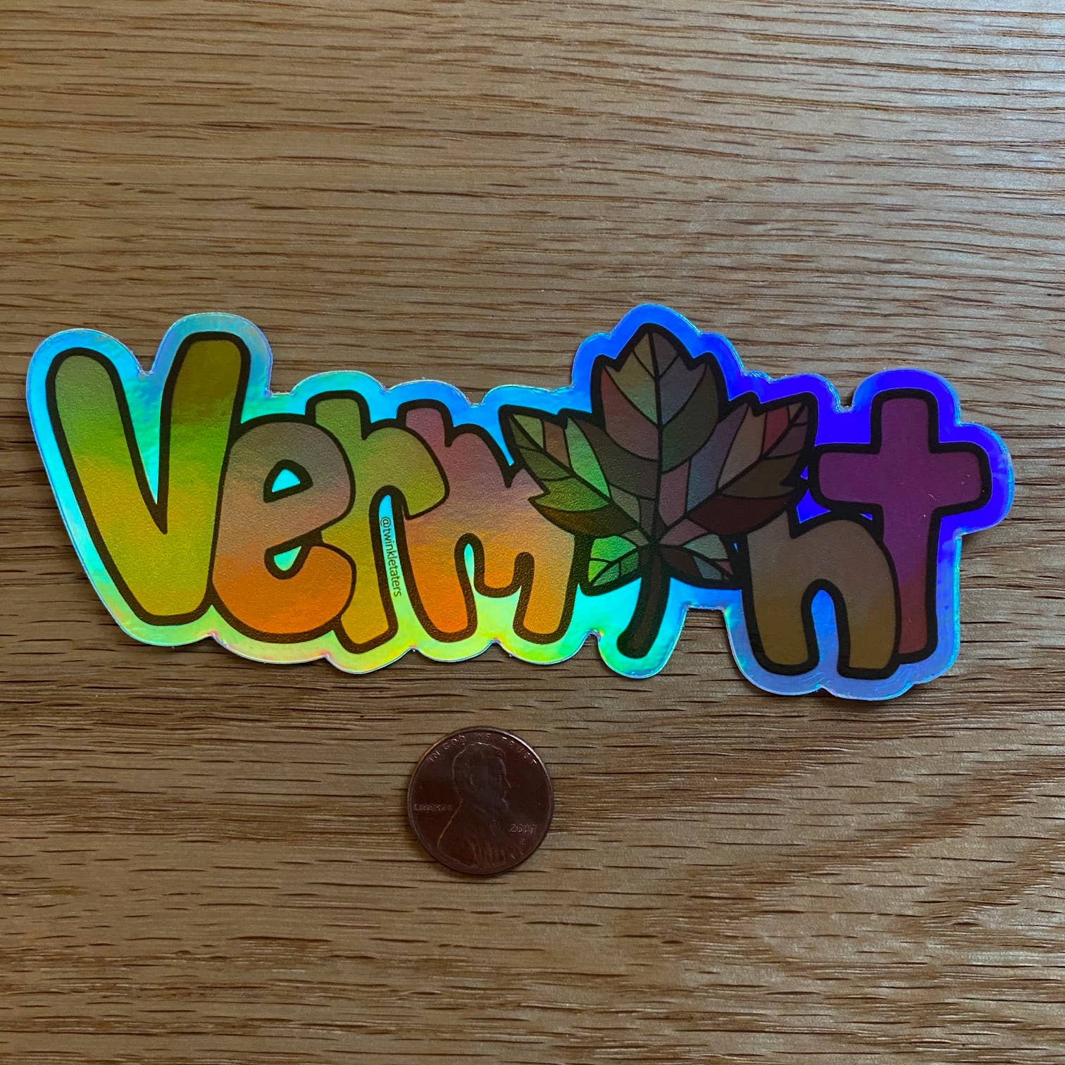 Designs by Diana - twinkletaters - Wholesale Sticker - Vermont Fall Foliage 5.05" x 2" Holographic Sticker2