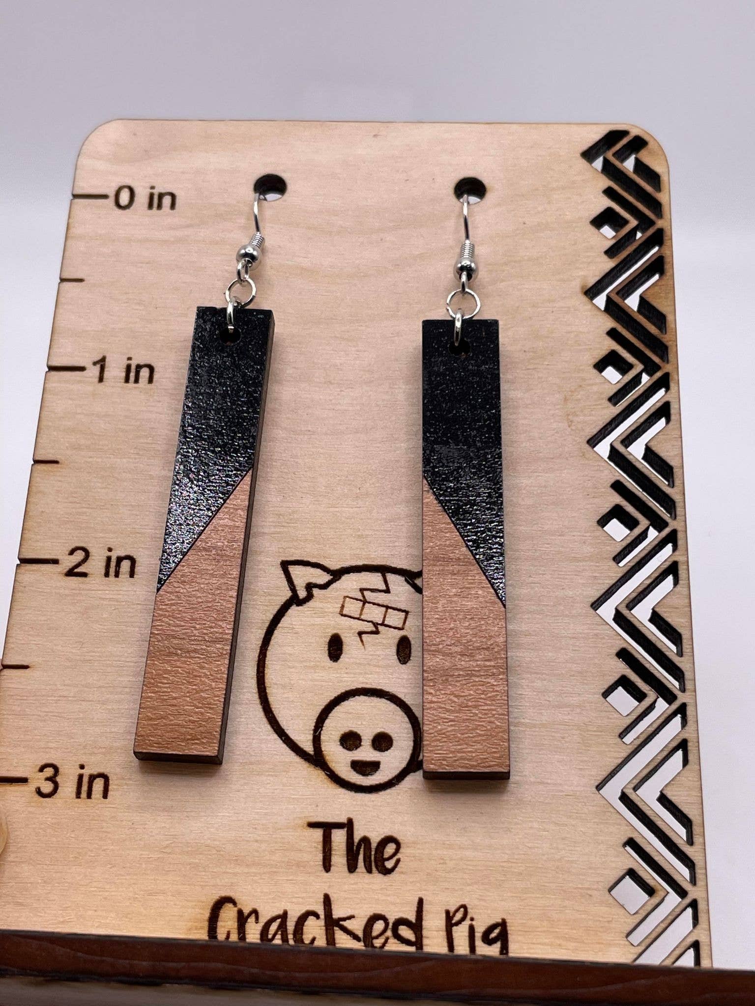 The Cracked Pig - Wholesale Dangle Earrings - 'The Beth' Wooden Earrings | Stainless Steel Hardware2