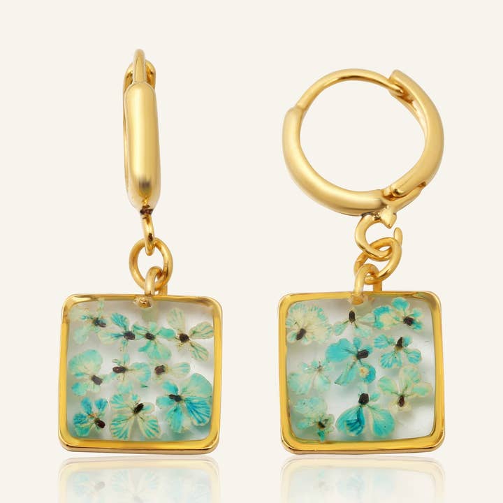 Teeny Weeny Drop Square Blue Küpe for wholesale by fioreldesign